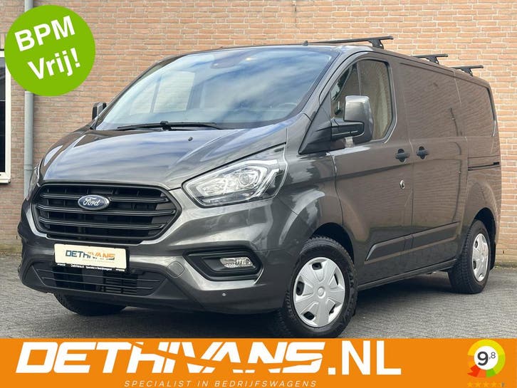 Ford Transit Custom 2.0TDCI 130PK Sortimo / Servicebus / Eur, Auto's, Bestelauto's, Onderhoudsboekje, Lease, Zwart, Handgeschakeld