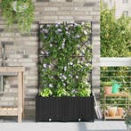 vidaXL Tuin Bloempot 2 pcs Zwart 80 x 40 x 143 cm Kunststof, Kunststof, Verzenden, Minder dan 60 cm, Nieuw