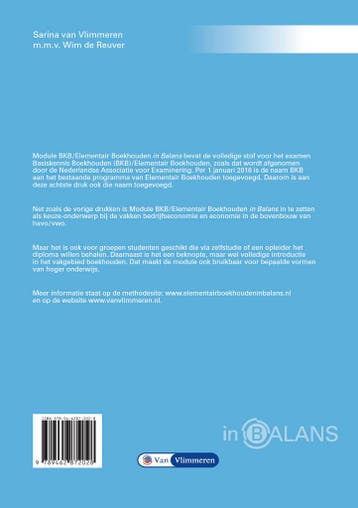 Module BKB Elementair boekhouden in Balans 9789462872028, Boeken, Verzenden, Zo goed als nieuw, Sarina van Vlimmeren