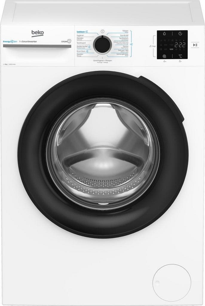 Beko Beko Bm3wft3841w Koolbostelloze Wasmachine - Steamcure, Witgoed en Apparatuur, Wasmachines, Nieuw, Voorlader, 85 tot 90 cm