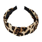 Haarband Diadeem 3cm – Knoop - Panterprint Stof – Beige, Nieuw