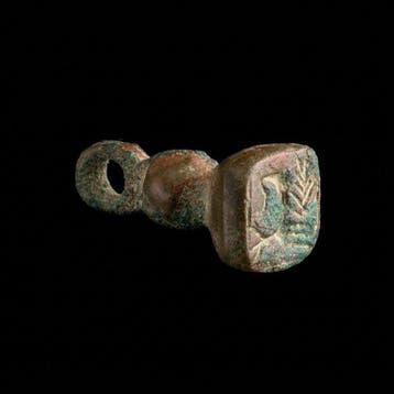 Vroege Romein Zeldzaam Joods bronzen zegelstempel – Judaea –
