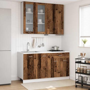 vidaXL Keukenblok LYON 4 st Oud hout Bewerkt hout, Verzenden, Nieuw, Bruin