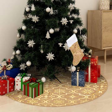 vidaXL Kerstboomrok luxe met sok 150 cm stof geel, Verzenden, Nieuw