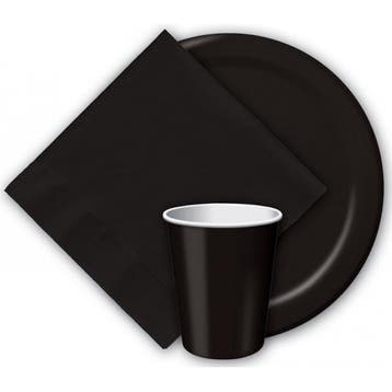 8x Zwarte wegwerp bordjes van karton 23 cm - Bordjes, Verzenden, Nieuw