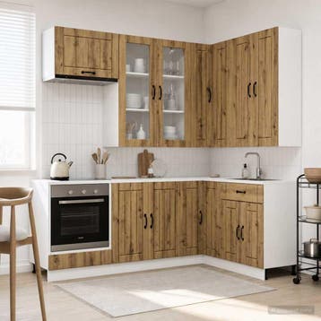 vidaXL Keukenblok LUCCA 8 pcs Artisanaal eiken Bewerkt hout, Verzenden, Nieuw, Bruin