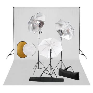 vidaXL Fotostudioset met lampen, paraplus, achtergrond en, Verzenden, Nieuw