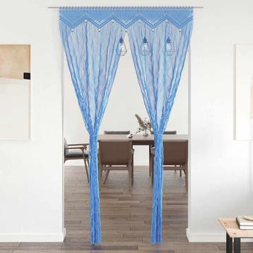 vidaXL Gordijn macramé 140x240 cm katoen blauw, Huis en Inrichting, Verzenden, Nieuw, Blauw