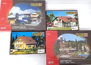 Faller H0 - 190285, 190112, 130397, 130395 - Treinset (4) -, Hobby en Vrije tijd, Modeltreinen | H0, Nieuw