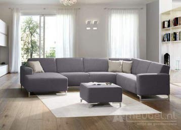 U-Bankstel Kerkdriel - u-banken - Grijs, Nieuw, 150 cm of meer, Stof, 200 tot 250 cm
