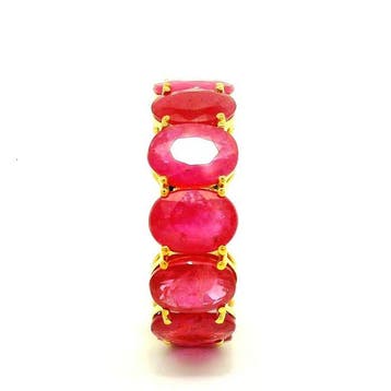 Eeuwigheidsring - 14 karaat Geel goud - 12.20ct. tw. Robijn, Sieraden, Tassen en Uiterlijk