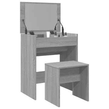 vidaXL Kaptafel met krukje 60x40x113,5 cm grijs sonoma, Verzenden, Nieuw