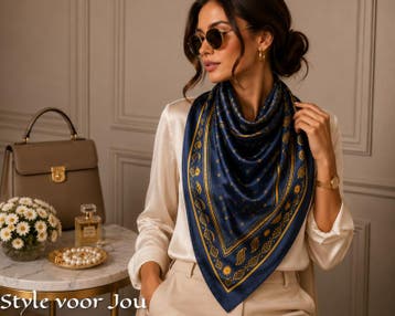 Satijnen sjaaltje Navy Gold Classic, Kleding | Dames, Mutsen, Sjaals en Handschoenen, Nieuw