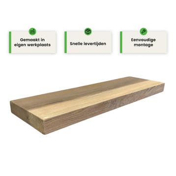 Houten wandplank  - Onbehandeld -  Groot - 4cm dik eiken, Verzenden, Nieuw