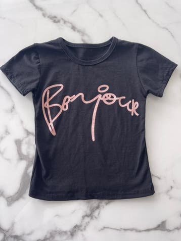 Meisjes t-shirt bonjour in de kleur zwart, Verzenden, Nieuw, Overige maten