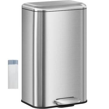 Prullenbak - Afvalbak - Vuilnisbak - 30 Liter - Zilver - Hzu, Huis en Inrichting, Woonaccessoires | Prullenbakken, Verzenden, Zo goed als nieuw