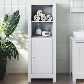 vidaXL Badkamerkast BERG 40x34x110 cm massief grenenhout wit, Verzenden, Nieuw, (Half)hoge kast