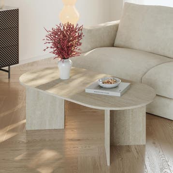 Salontafel Kynd ovaal 119x60x40 cm travertin [en.casa], Huis en Inrichting, Tafels | Salontafels, Verzenden, Nieuw