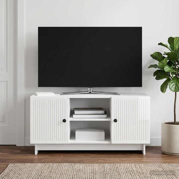 vidaXL TV-kast 102 x 34,5 x 50 cm Hoogglans Wit Bewerkt hout, Huis en Inrichting, Kasten | Televisiemeubels, Minder dan 50 cm