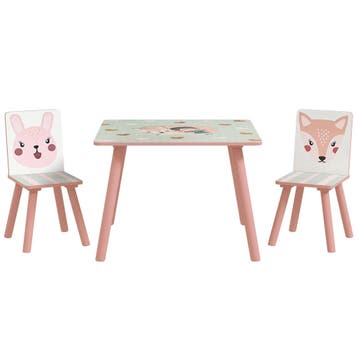 TRUUSK Kinderset Van Dennenhout - Tafel en 2 Stoelen - Diere, Verzenden, Nieuw