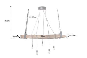 Hanglamp BARRACUDA 152 cm voor 5 lampen, gemaakt van, Huis en Inrichting, Ophalen of Verzenden, Nieuw