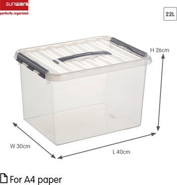Sunware Q-line Opbergbox Transparant/Grijs 22 liter Set van, Ophalen of Verzenden, Nieuw