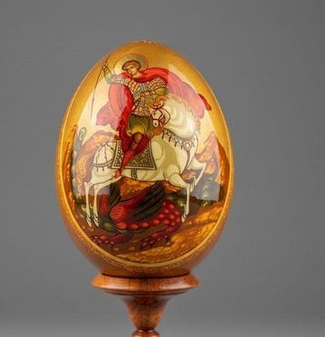 Icoon - Sint-Joris en de draak - Lindehout - Zeldzaam