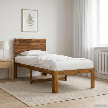 vidaXL Eenpersoonsbed met hoofdbord ROSTOCK Naturel 90 x 200, Eenpersoons, Bruin, Verzenden, Nieuw