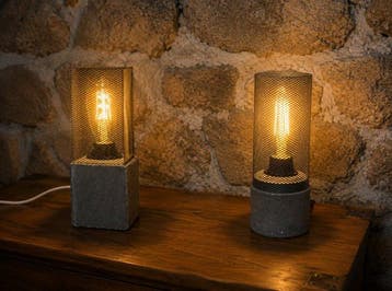 Set di 2 lampade da tavolo brutalista in cemento – design