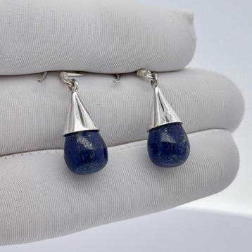 Zilver - Oorbellen - Natuurlijke lapis lazuli