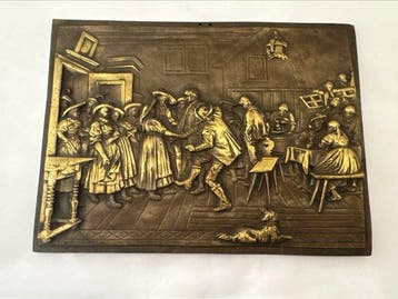 A. Coecke - sculptuur, Haut-relief en bronze / Scène de