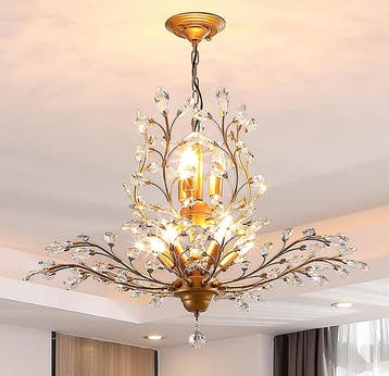 Vintage Kroonluchter Goud 8-armig | 35% Korting, Huis en Inrichting, Lampen | Kroonluchters, Ophalen of Verzenden, Zo goed als nieuw