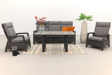 VDG Darwin stoel-bank loungeset verstelbaar - Antraciet, Verzenden, Nieuw, Wicker, Loungeset