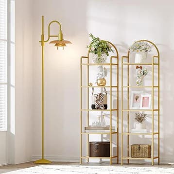 Boekenkast Goud met Glas – 5 Niveaus, Elegant en Modern, Huis en Inrichting, Kasten | Boekenkasten, Verzenden, Nieuw