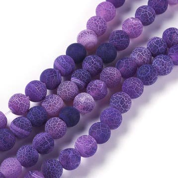10 x edelsteen kraal frosted gestreepte agaat purple 8mm..., Ophalen of Verzenden, Nieuw, Kraal
