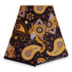 Afrikaanse print stof - Donkerblauw Geel Paisley - 100% kato, Ophalen of Verzenden, Nieuw