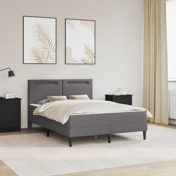 vidaXL Bedframe met LED-stripverlichting Grijs 160 x 200 cm, Overige materialen, Verzenden, Grijs, Nieuw