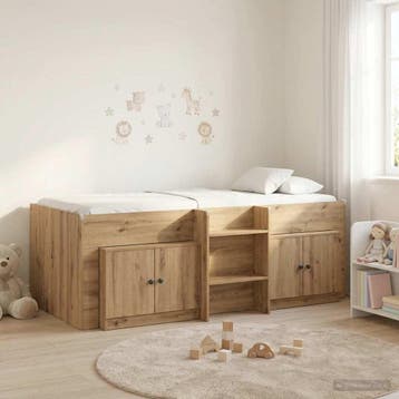 vidaXL Loft Bed Frame met Kast 3 st Artisanaal eiken Bewerkt, Verzenden, Nieuw, Bruin, Hout