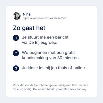 Bijles rekenen en wiskunde in Delft, gratis kennismaking, Privéles, Bijles