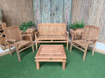 Aanbieding: Teak Loungeset Audia, Bank, Teakhout, Nieuw, Ophalen of Verzenden