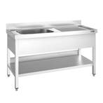 GGM Gastro | RVS spoeltafel PREMIUM - 1600x700mm - met |, Verzenden, Nieuw in verpakking, RVS Meubilair