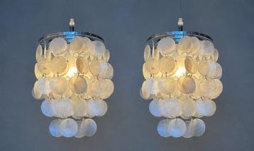Kroonluchter (2) - Schelp, Chrome metaal