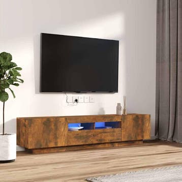 vidaXL 2-delige Tv-meubelset met LED bewerkt hout gerookt, Minder dan 50 cm, Verzenden, Nieuw, Minder dan 100 cm