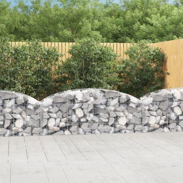 vidaXL Schanskorf gewelfd 200x50x60/80 cm gegalvaniseerd, Tuin en Terras, Bloembakken en Plantenbakken, 100 cm of meer, Verzenden