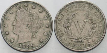 5 Cent 1889 Vereinigte Staaten von Amerika Liberty Nickel, Postzegels en Munten, Munten | Amerika, Verzenden
