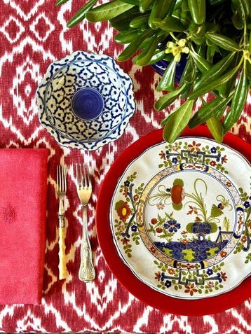 Ottomaanse stijl ikat tafelkleed voor grote tafels. -