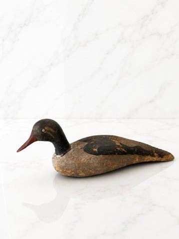Lokeend - Rare Antique Hollow-Carved Common Pochard Duck