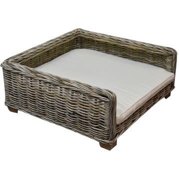 Blacky rotan hondenmand met kussen 80x80xH35 cm - olefin, Ophalen of Verzenden, Nieuw