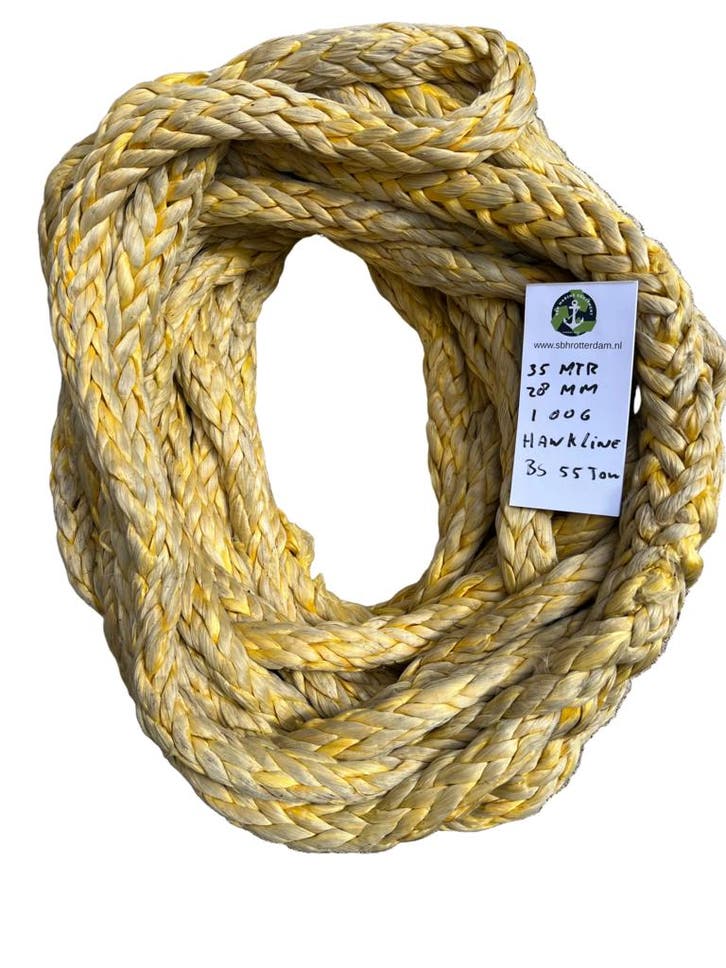 Hawk-Line Touw HMPE 35 MTR 28 mm 55Ton 1 Oog mooring line..., Watersport en Boten, Beroepsscheepvaart, Nieuw, Verzenden