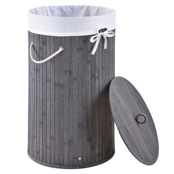 Bamboe Wasmand Curly - 55 Liter - Grijs - Incl. Waszak & Dek, Verzenden, Nieuw